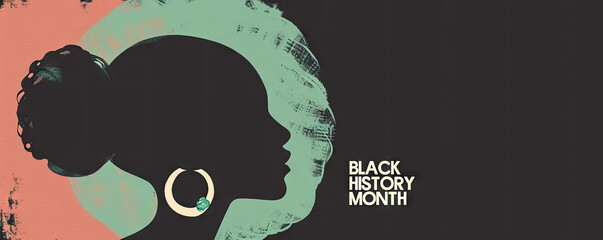 Poster - black history month, silhouette of a woman and black background Generative AI