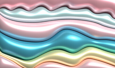 Poster - Inflated multicolored lines with shiny surface, 3D rendering illustration