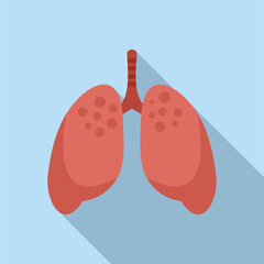 Sticker - Lungs transplant icon flat vector. Anatomy human organ. Cellular future