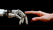 Zarte Annäherung von Mensch und Roboter - Hand reichen