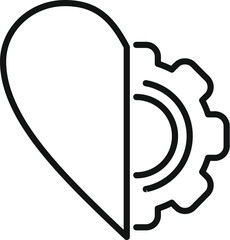 Poster - New heart gear printing icon outline vector. Science organ. Medical bioprinting