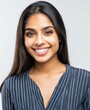 © D'Arcangelo Stock - Closeup photo portrait of a beautiful young asian indian model woman smiling with clean teeth. used for a dental ad. isolated on white background.