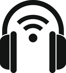 Poster - Wireless internet headphones icon simple vector. Cloud information. Server data