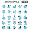 business icon set.duo tone blue style.contains diamonds,project manager,production,develop,success,global.good for application icons.

