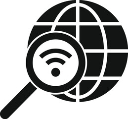 Poster - Search global internet provider icon simple vector. Business lock. Dark router