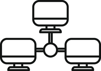 Poster - computer network data icon outline vector. router dark processor. tech admin online