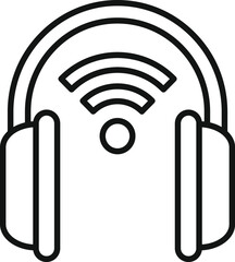 Poster - Wireless internet headphones icon outline vector. Cloud information. Server data