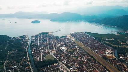 Sticker - Town of Paraty, Brazil. Aerial view of the town of Paraty