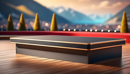 Wall Mural - podium  or  pedestal  Platform on bokeh  Background