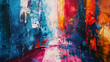 Oil painting with an abstract background, where layers of colors create deep and rich shades