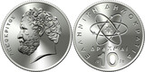 Fototapeta  - vector Greek money, 10 drachmas silver coin 1976 Democritus, Ancient Greek philosopher