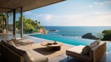 Fototapeta Do akwarium - Amazing View From Luxury Villa To The Ocean