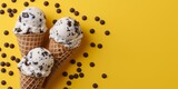 Fototapeta Zwierzęta - ice cream on a yellow background Generative AI