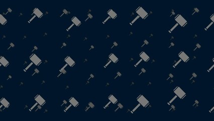 Poster - Sledgehammer symbols float horizontally from left to right. Parallax fly effect. Floating symbols are located randomly. Seamless looped 4k animation on dark blue background