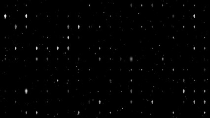 Poster - Template animation of evenly spaced man symbols of different sizes and opacity. Animation of transparency and size. Seamless looped 4k animation on black background with stars