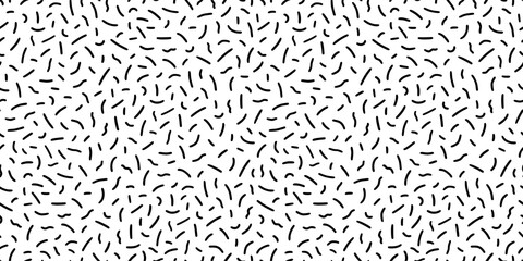 Poster - Small dash pattern on white background. Hand drawn small black dash seamless pattern. Simple minimal abstract, geometric texture design seamless background. Vector illustration