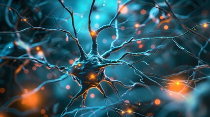 Wall Mural - synapses neurons firing off inside brain. (generative ai).
