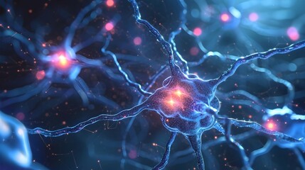 Wall Mural - synapses neurons firing off inside brain. (generative ai).