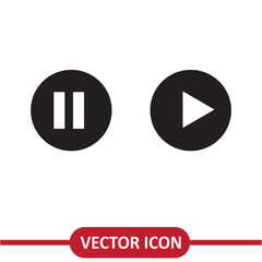 Poster - Media player button sign, Pause and Play icon flat illustration on white background..eps