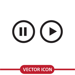 Poster - Media player button sign, Pause and Play icon flat illustration on white background..eps