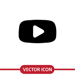 Poster - Play button icon, youtube logo, Video pictogram, flat vector sign ,simple illustration on white background..eps
