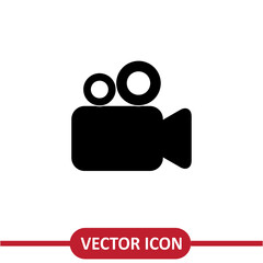Poster - Video camera icon flat illustration on white background..eps