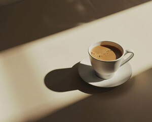 isolated cup of coffee in warm morning light