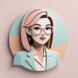 Sleek Business Professional - Flat user persona icon of a female business professional with a modern twist and soft pastel tones Gen AI