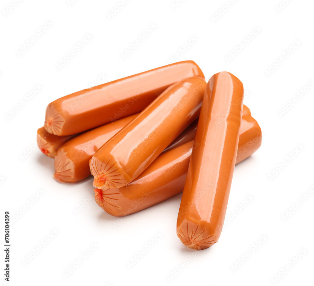 Tasty sausages isolated on white background