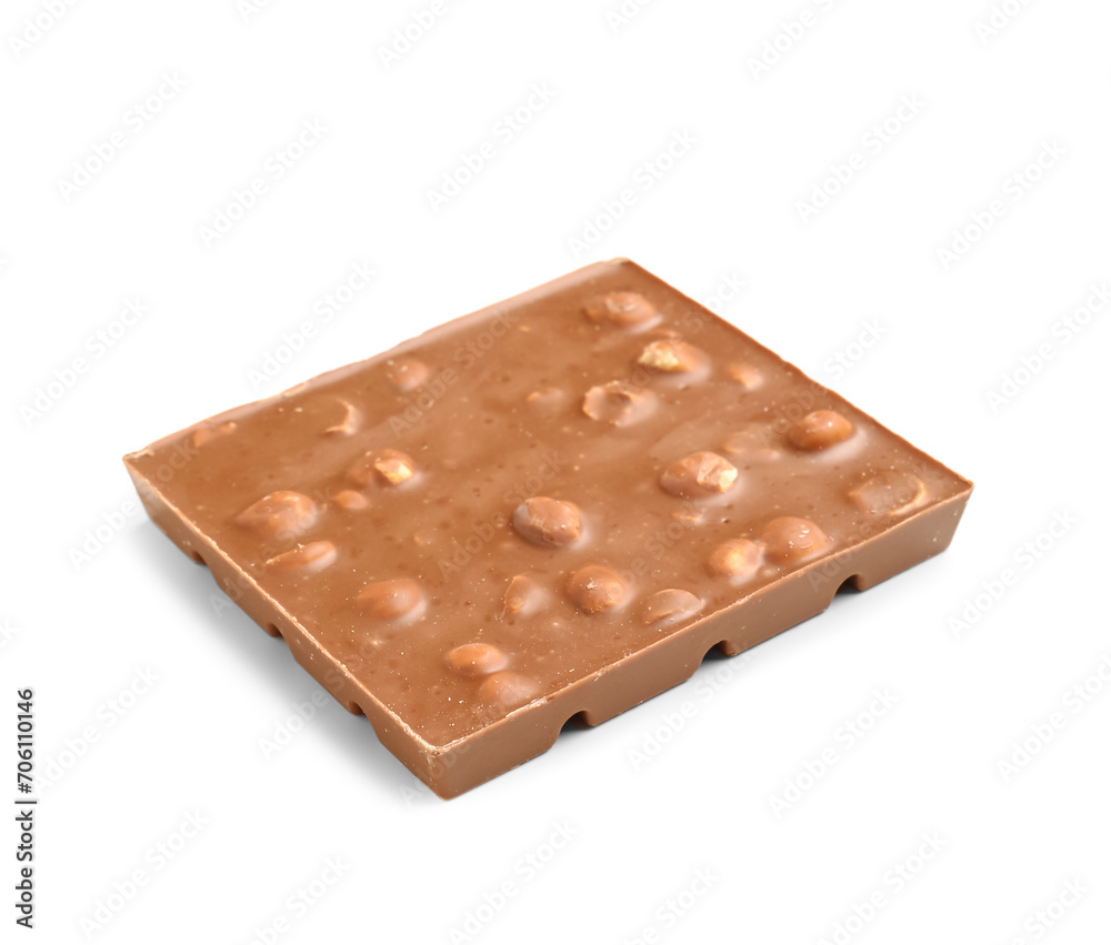 Sweet tasty chocolate with nuts on  white background