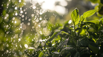 Canvas Print - rain drops on leaves