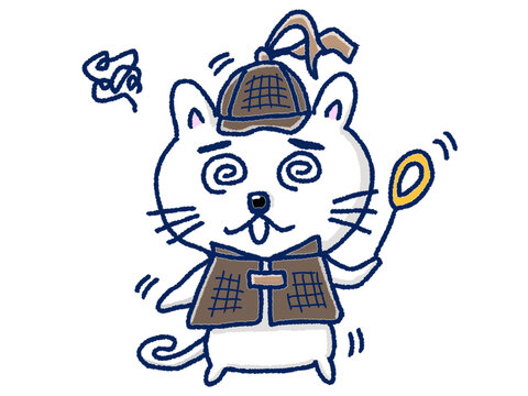 訳がわからず混乱する猫の探偵