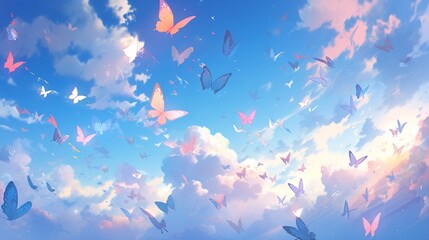 Wall Mural - 空を舞う蝶々9