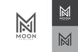 Moon monogram logo design, initial letter MN