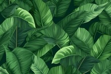 Pattern Of Banana Leaves As A Background For Your Graphic Design. Generative AI