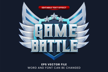 Poster - game battle 3d editable vector text effect. e-sport 3d text style