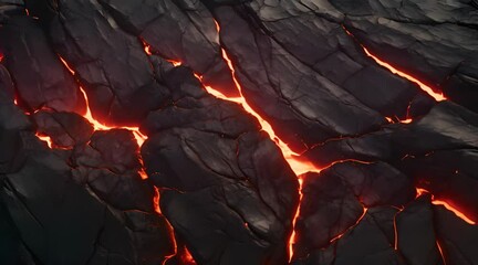 Wall Mural - cracked dark ground with flame magma