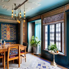 A Moroccan-inspired Dining Room With Textiles, Mosaic, And Lanterns4
