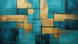 stunning abstract geometric wall art featuring shades of blue and gold perfect for adding a modern touch to living spaces and galleries