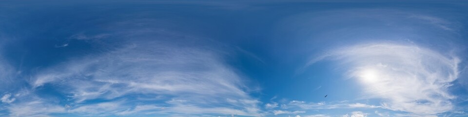 Wall Mural - blue summer sky panorama with light cirrus clouds. hdr 360 seamless spherical panorama. full zenith 