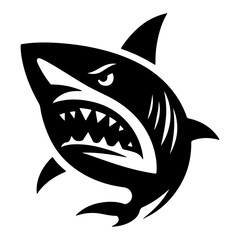 Wall Mural - a minimal angry shark vector flat illustration silhouette