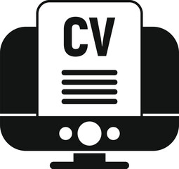 Sticker - Online cv job icon simple vector. Boos seek. Candidate search find