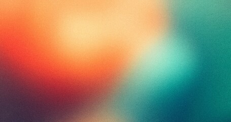 Wall Mural - retro green orange grainy gradient background noise texture effect summer poster design seamless col