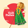 Indian Religious Festival Happy Gudi Padwa Greeting Background Template Design Vector Illustration