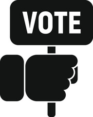 Sticker - Vote banner hand icon simple vector. Report happy. Machine state place