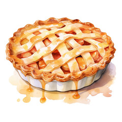 Wall Mural - Apple Pie, Foods Illustration. Watercolor Style. AI Generated