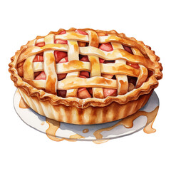 Wall Mural - Apple Pie, Foods Illustration. Watercolor Style. AI Generated