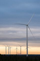 Wall Mural - Windmills on a cold winter morning with moody sky in the background