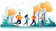 © Sajid - Multinational people running together along the walk path in the park. Marathon people or fitness runners during outdoor workout