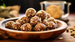 Raw peanut butter oats linseed chia seed energy balls with